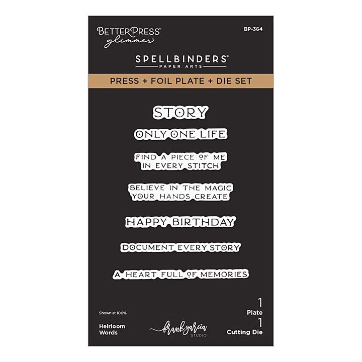 Spellbinders Heirloom Words Press plus Foil Plate and Die Set by Frank Garcia