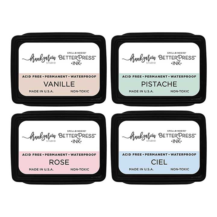 Spellbinders Blushing Macarons BetterPress Ink Mini Set by Frank Garcia - 4 Pack