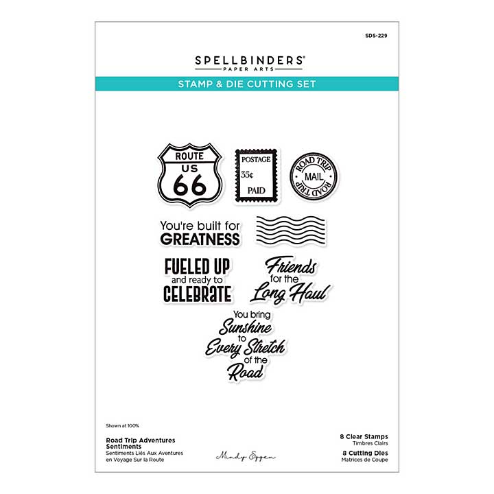 Spellbinders Road Trip Adventures Sentiments Stamp and Die Set by Mindy Eggen
