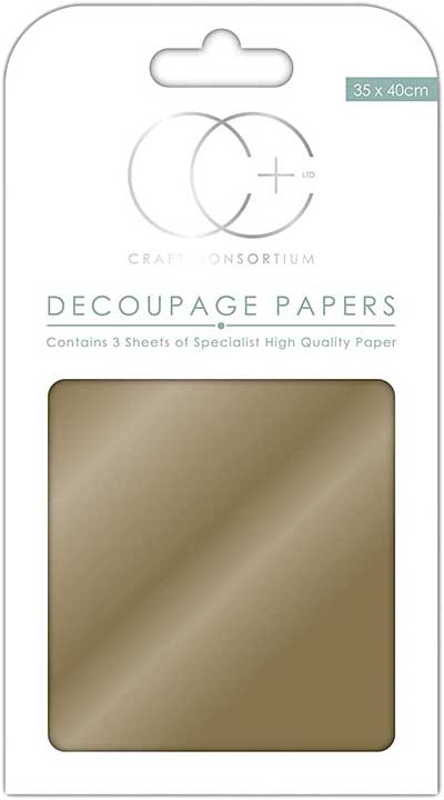 SO: Craft Consortium Metallic Gold Decoupage Paper 35 x 40cm Pk 3