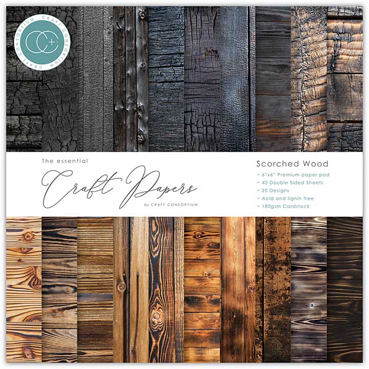 Craft Consortium Essential Craft Papers 6x6 Inch Paper Pad Scorched Wood