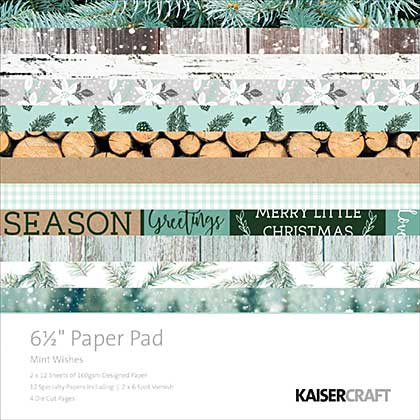 SO: Kaisercraft Paper Pad 6.5 x 6.5 - Mint Wishes (40pk)