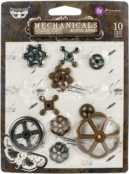 SO: Finnabair Mechanicals Metal Embellishments - Rusty Knobs 10pk