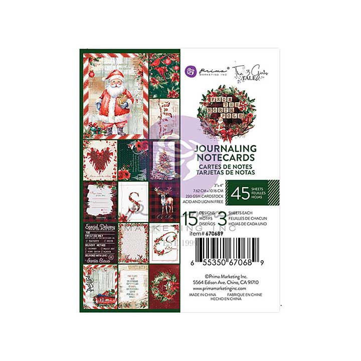 Prima Marketing From the North Pole 3x4 Inch Journaling Cards