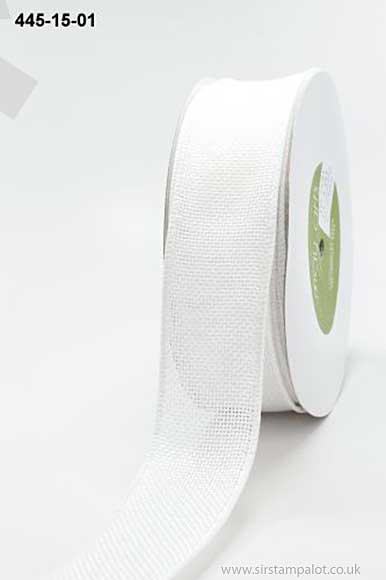 SO: May Arts Wired Burlap Faux Ribbon - White