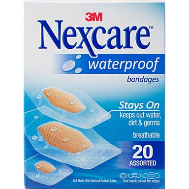Nexcare Waterproof Bandages 20pk - Assorted Sizes