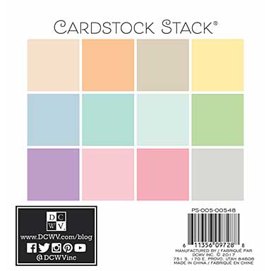 SO: DCWV Single-Sided Cardstock Stack - Pastels, 12 Solid Colors (6x6 48pk)