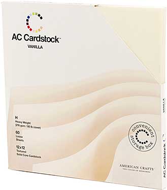 American Crafts Textured Cardstock Pack 12x12 60pk - Solid Vanilla