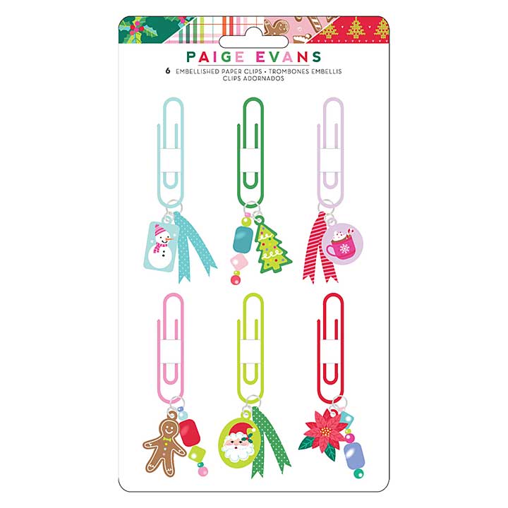American Crafts Paige Evans Sugarplum Wishes Embellished Paper Clips (6pcs) (34021999)