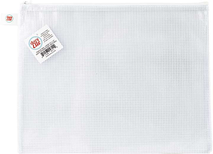 Avery Elle Zippered Vinyl Mesh Pouch - White, Large
