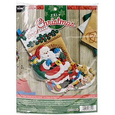 SO: Santas Visit Stocking Felt Applique Kit - 18inch Long