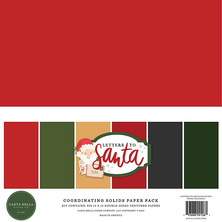 Carta Bella Letters To Santa 12x12 Inch Coordinating Solids Paper Pack