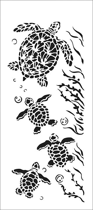 Crafter\'s Workshop Slimline Stencil 4x9 - Sea Turtle Family