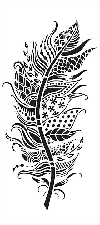 SO: Crafter\'s Workshop - Patchwork Feather Slimline Stencil 4x9