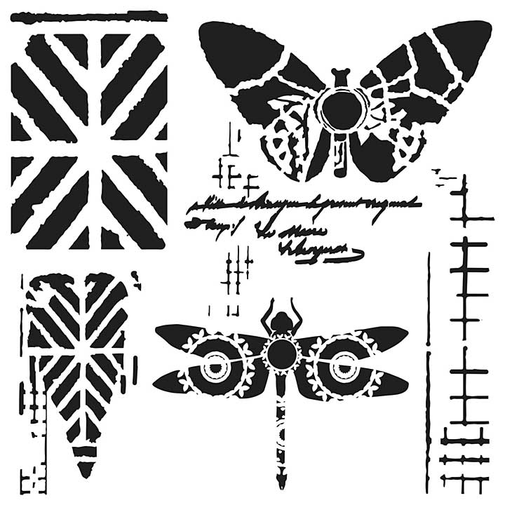 Crafters Workshop Template 6X6 - Dragonfly Collage