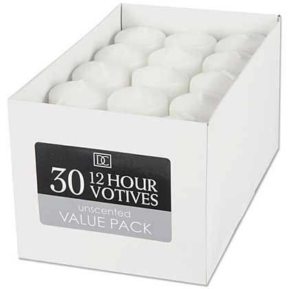 SO: Unscented 12 Hour Votive Candles 1.3x1.8 30pk - White