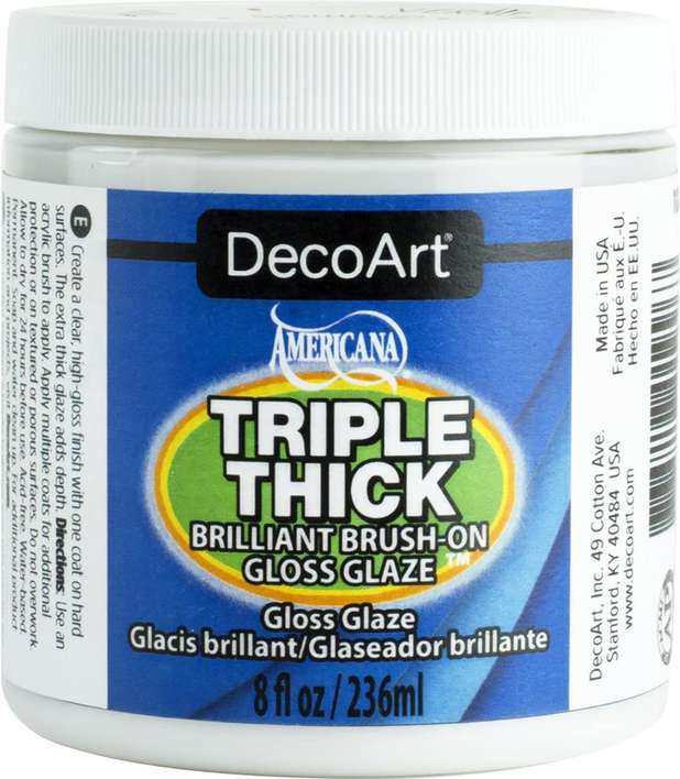 DecoArt Americana - Triple Thick Brilliant Brush-on Gloss Glaze (8oz Wide Pot)