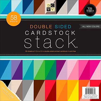 SO: Cardstock Stack Double-Sided 12x12 58pk - Textured Solids with White Core