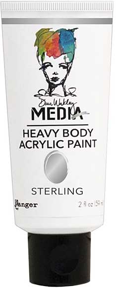 SO: Dina Wakley Media Heavy Body 2oz Metallic Acrylic Paints - Sterling