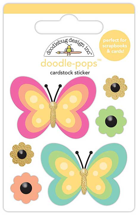 Doodlebug Doodle-Pops 3D Stickers - Fancy Flutters, Hello Again