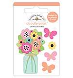 Doodlebug Doodle-Pops 3D Stickers - Butterfly Bouquet, Hello Again