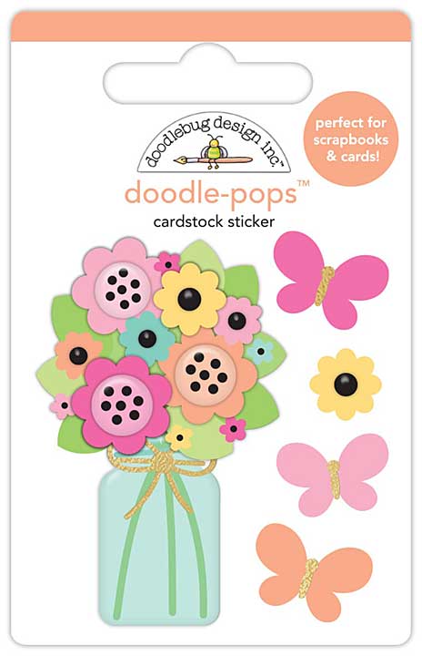 Doodlebug Doodle-Pops 3D Stickers - Butterfly Bouquet, Hello Again