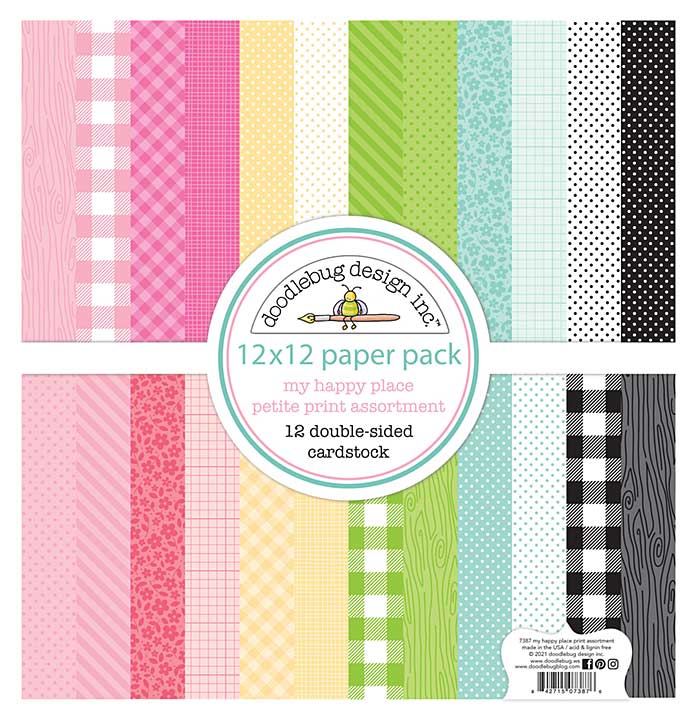 Doodlebug Design My Happy Place 12x12 Inch Petite Prints Paper Pack (7387)