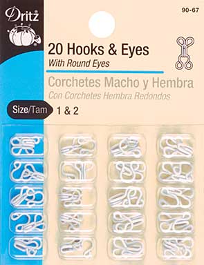 SO: Dritz Hooks and Eyes 20pk - White Size 1 and 2