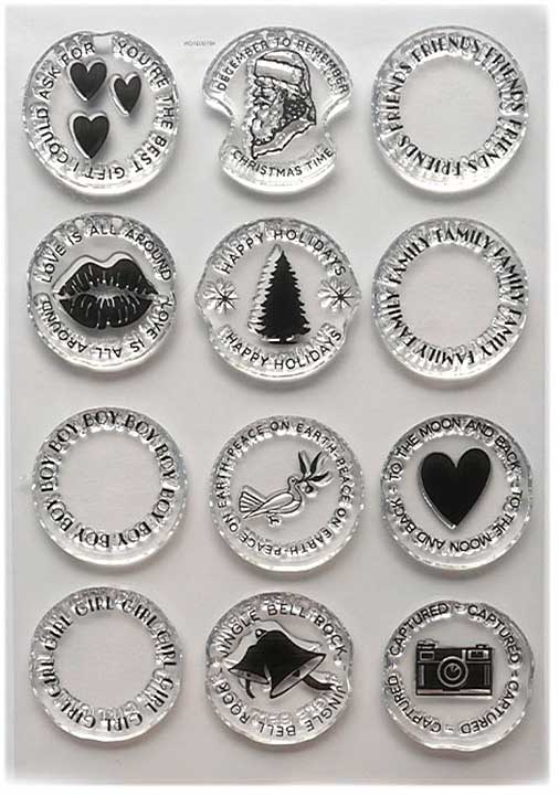 Elizabeth Craft Designs - Circles with Sentiments Stamp Set (Christmas Lives Here)