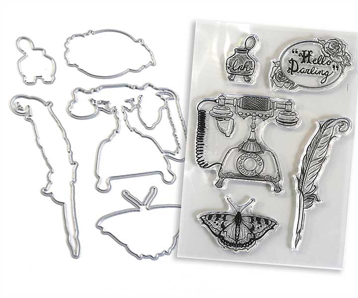 SO: Elizabeth Craft Designs - Hello Darling SET (Stamp and Dies) (Hand Drawn)