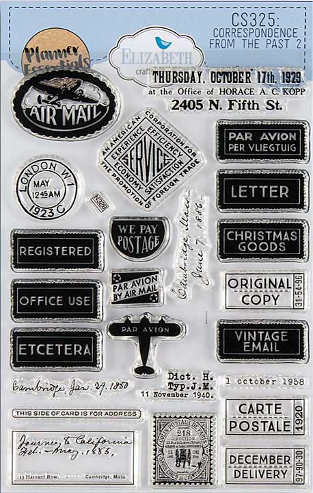 Elizabeth Craft Designs Stamp Set - Correspondence from the Past 2 - 25 Stamps (Got Mail)