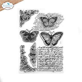 Elizabeth Craft Designs - Butterflies and swirls Stamp Set (Evening Rose)