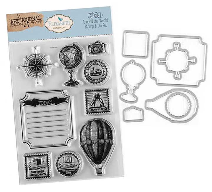 Elizabeth Craft Designs - Around The World Stamp and Die Set (Remember Moments)