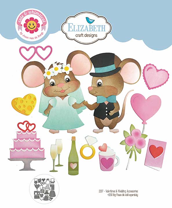 PRE: Elizabeth Craft Designs - Valentines and Wedding Accessories Cutting Dies (Meet the Mice)