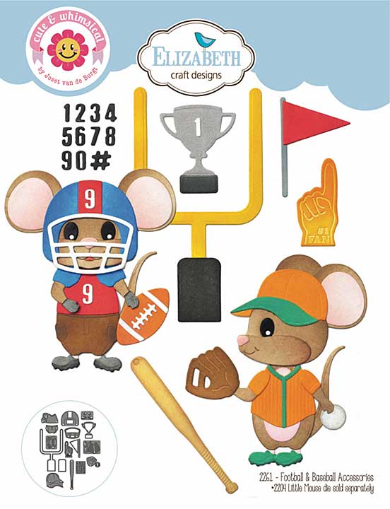 Elizabeth Craft Designs - Football- Baseball Accessories Cutting Dies (Good Times)