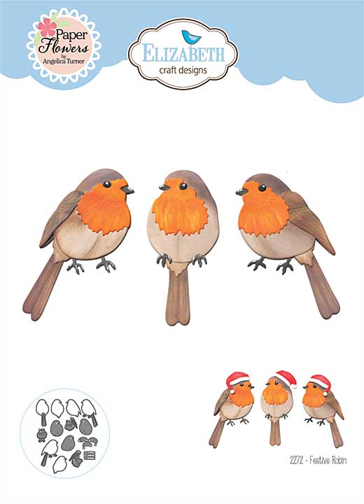 Elizabeth Craft Designs - Festive Robin Cutting Dies (Festive Holly)