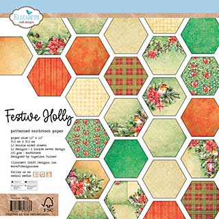 Elizabeth Craft Designs - Festive Holly SINGLE Pack (1 x 12x12 Paper Pad) (Festive Holly)