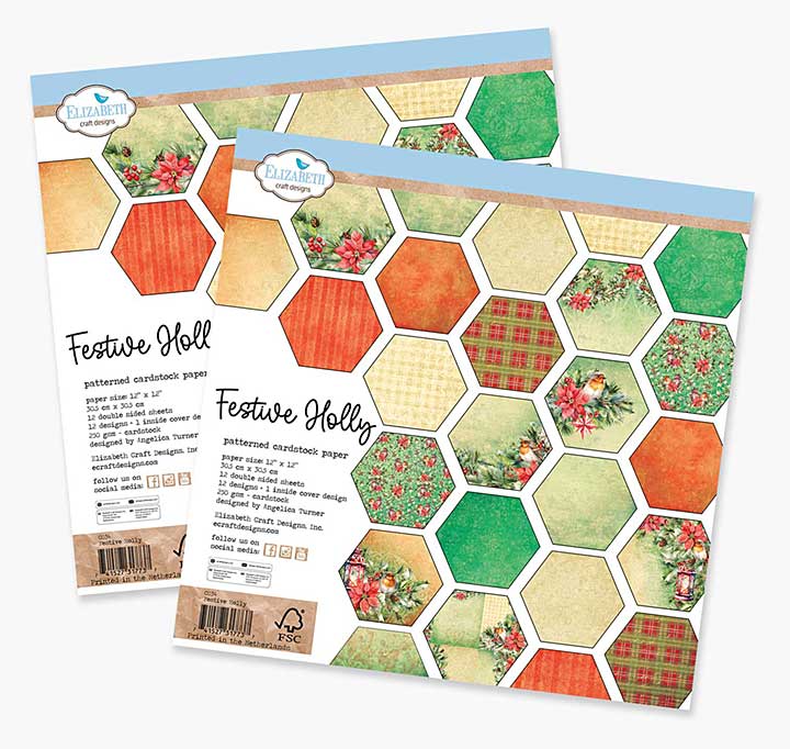Elizabeth Craft Designs - Festive Holly DOUBLE Pack (2 x 12x12 Paper Pad) (Festive Holly)