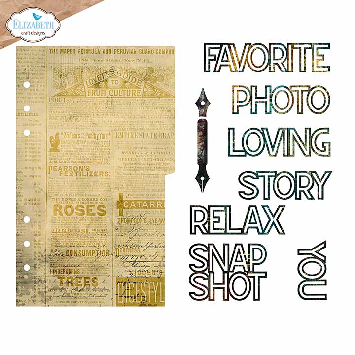 PRE: WC25 Elizabeth Craft Designs - Page with large tab 1 Cutting Dies (Botanical Blend)