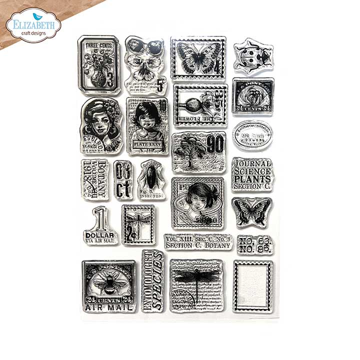 SO: WC01 Elizabeth Craft Designs - Postage Stamps 3 Stamp Set (Botanical Blend)