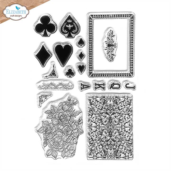 SO: Elizabeth Craft Designs - Playing Card Collage Stamp Set (Romantic Revival)