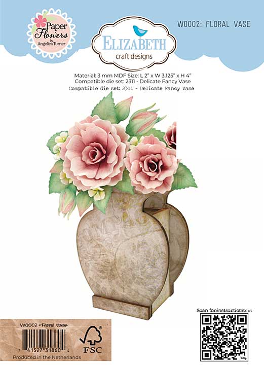 Elizabeth Craft Designs - Floral Vase MDF (Bohemian Rose)