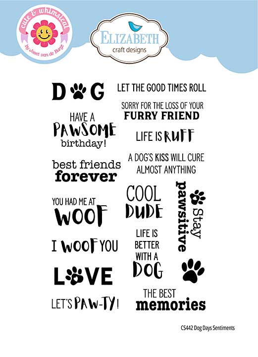 Elizabeth Craft Designs - Dog Days Sentiments  Stamp Set (Dog Days)