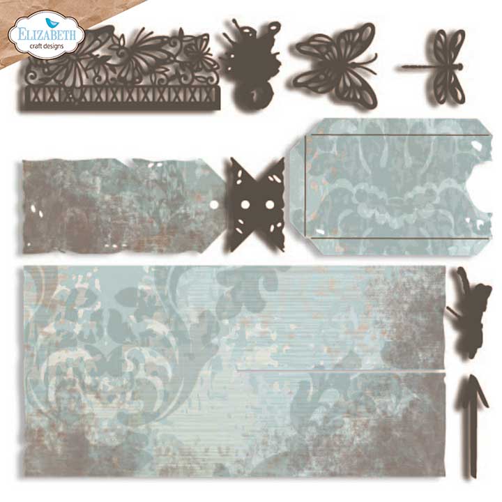 Elizabeth Craft Designs - Split tag pocket page Cutting Dies (Hello you)
