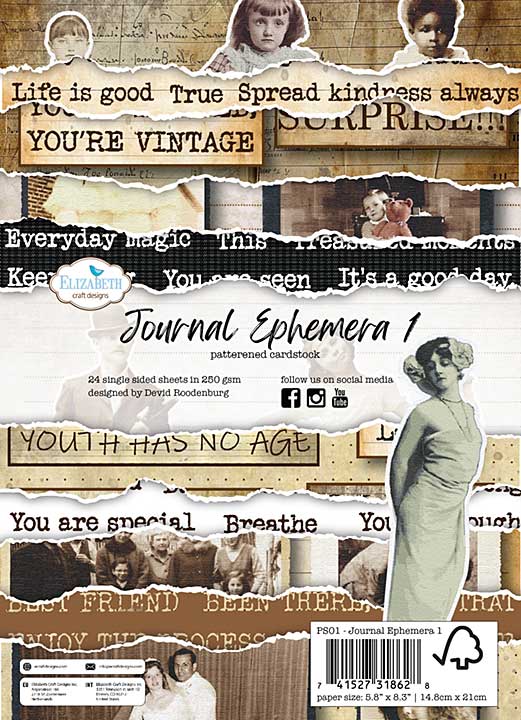 Elizabeth Craft Designs - Journal Ephemera 1 Paper Pad (Hello you)