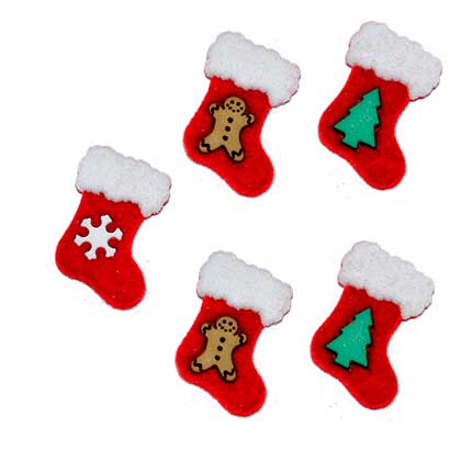 SO: Jesse James Dress It Up Buttons - Holiday Embellishments - Stockings (5 pc)