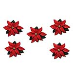 SO: Jesse James Dress It Up Buttons - Holiday Embellishments - Red Poinsettias (5 pc)