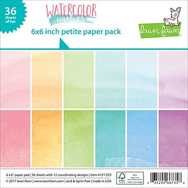 SO: Lawn Fawn Watercolor Wishes - 6x6 Single-Sided Petite Paper Pack 36pk (12 Designs 3 Each)