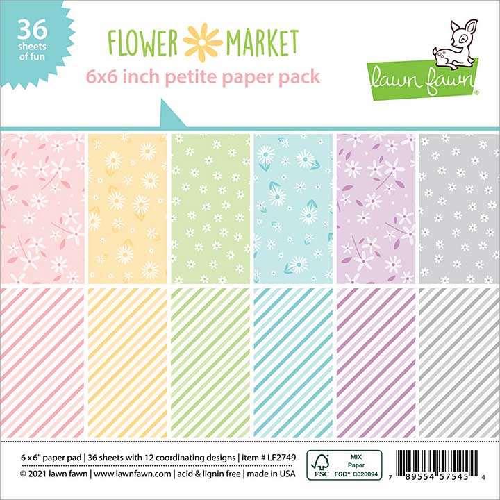 SO: Lawn Fawn Single-Sided Petite Paper Pack 6X6 36Pkg - Flower Market, 12 Designs