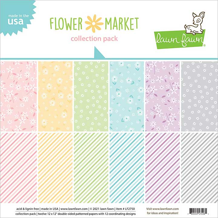 Lawn Fawn Double-Sided Collection Pack 12X12 12Pkg - Flower Market, 6 Designs